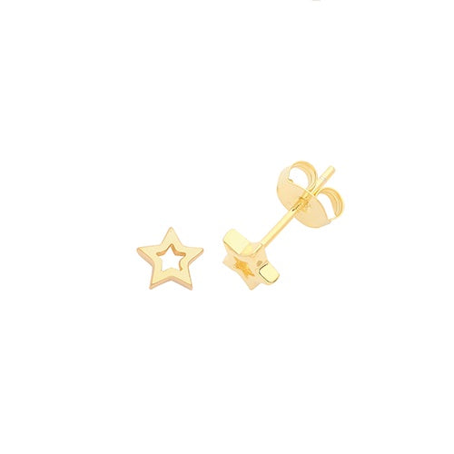 Silver Gold Plated Open Star Earrings