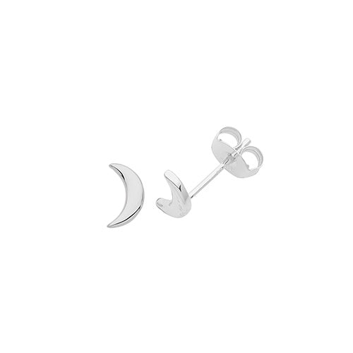 Silver Moon Stud Earrings