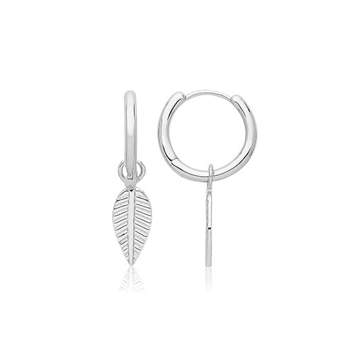 Silver Leaf Hoop Earrings G51331
