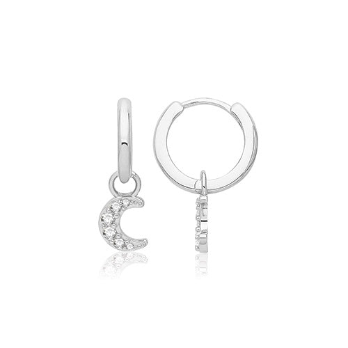 Silver Moon Huggie Hoop Earrings G51332