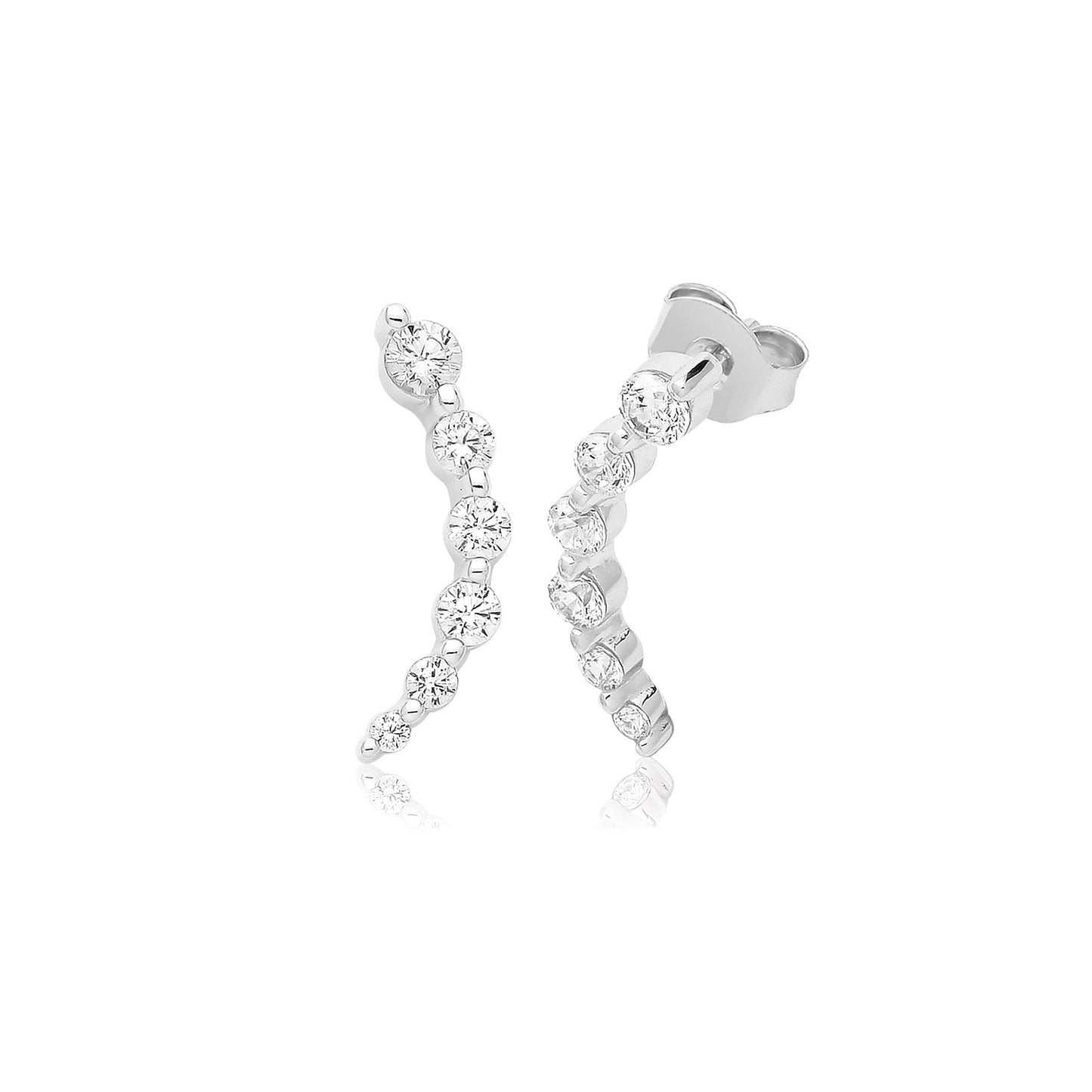 Silver CZ Climber Earrings