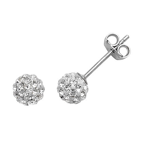 Silver 6mm Crystal Ball Stud Earrings G5349