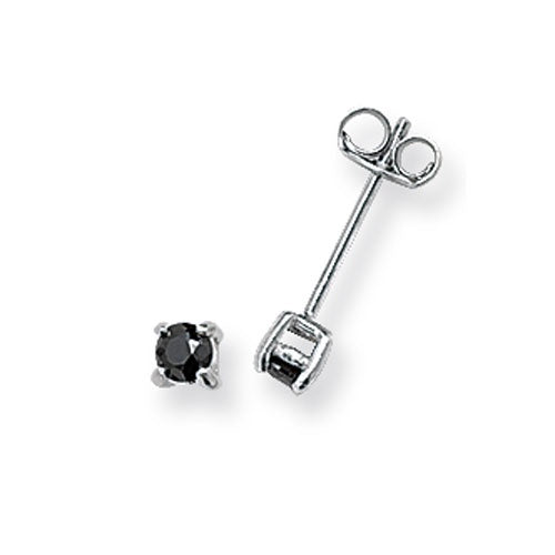 Silver Black CZ 3mm Stud Earrings G5550BK