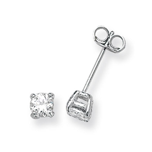 Silver 4mm round CZ stud earrings