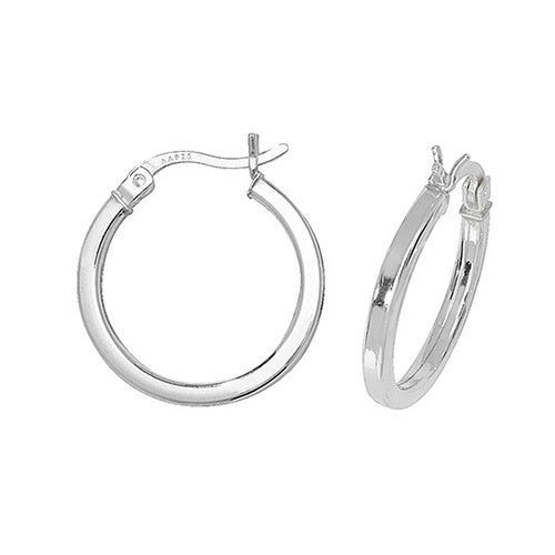 Silver 15mm Plain Hoop Earrings G5711