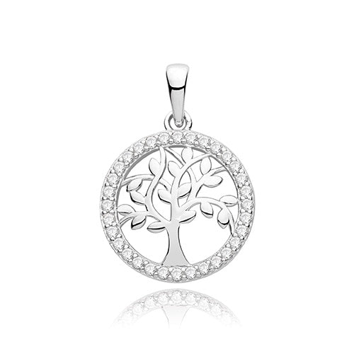 Sterling Silver CZ Tree of Life Pendant G61122