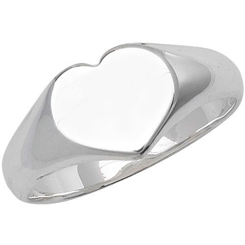 Sterling Silver Heart Signet Ring Size R G7397