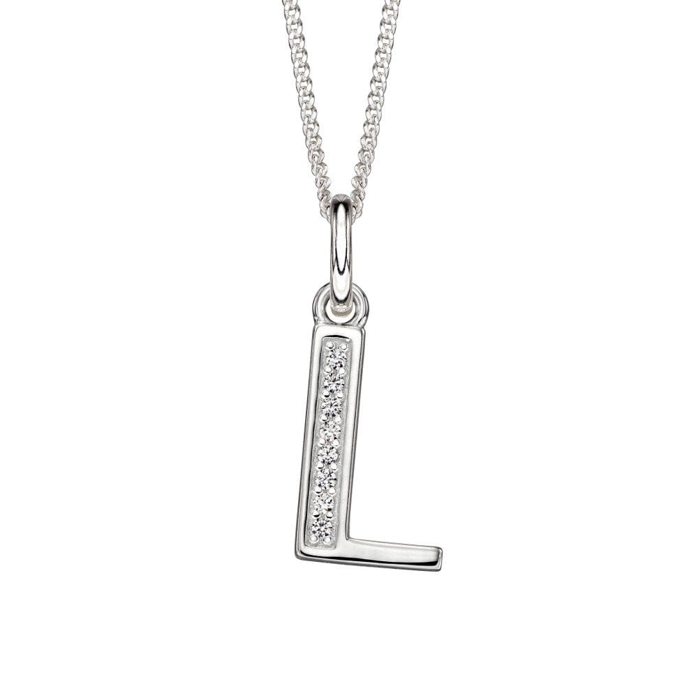 'L' Initial Silver CZ Pendant P4734C