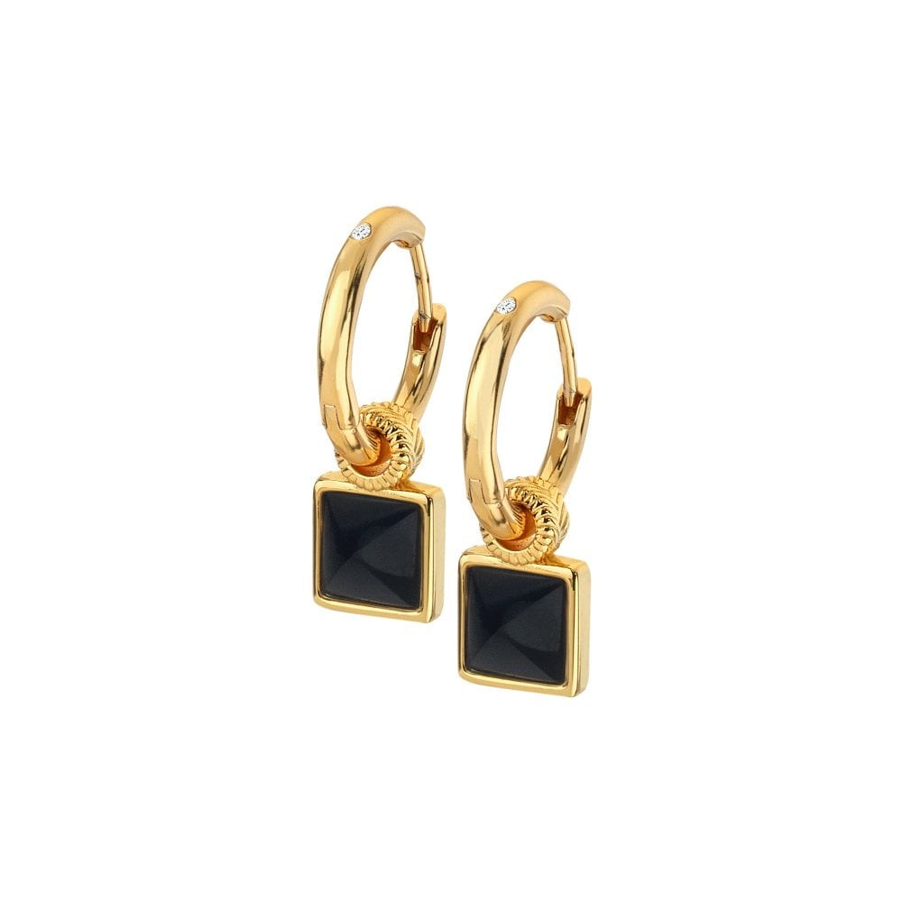 Hot Diamonds HD X JJ Black Onyx Hoop Earrings DE737