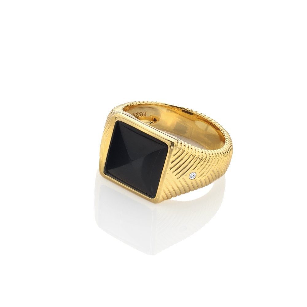 Hot Diamonds HD X JJ Black Onyx Signet Ring DR256/L