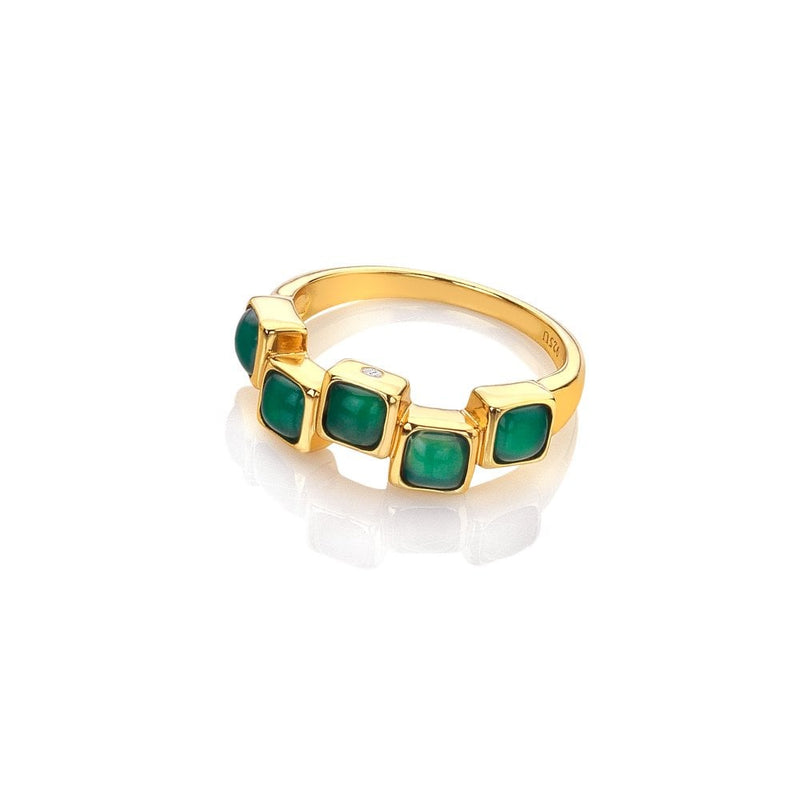 Hot Diamonds HDXGEM Square Stepped Ring Green Agate DR268