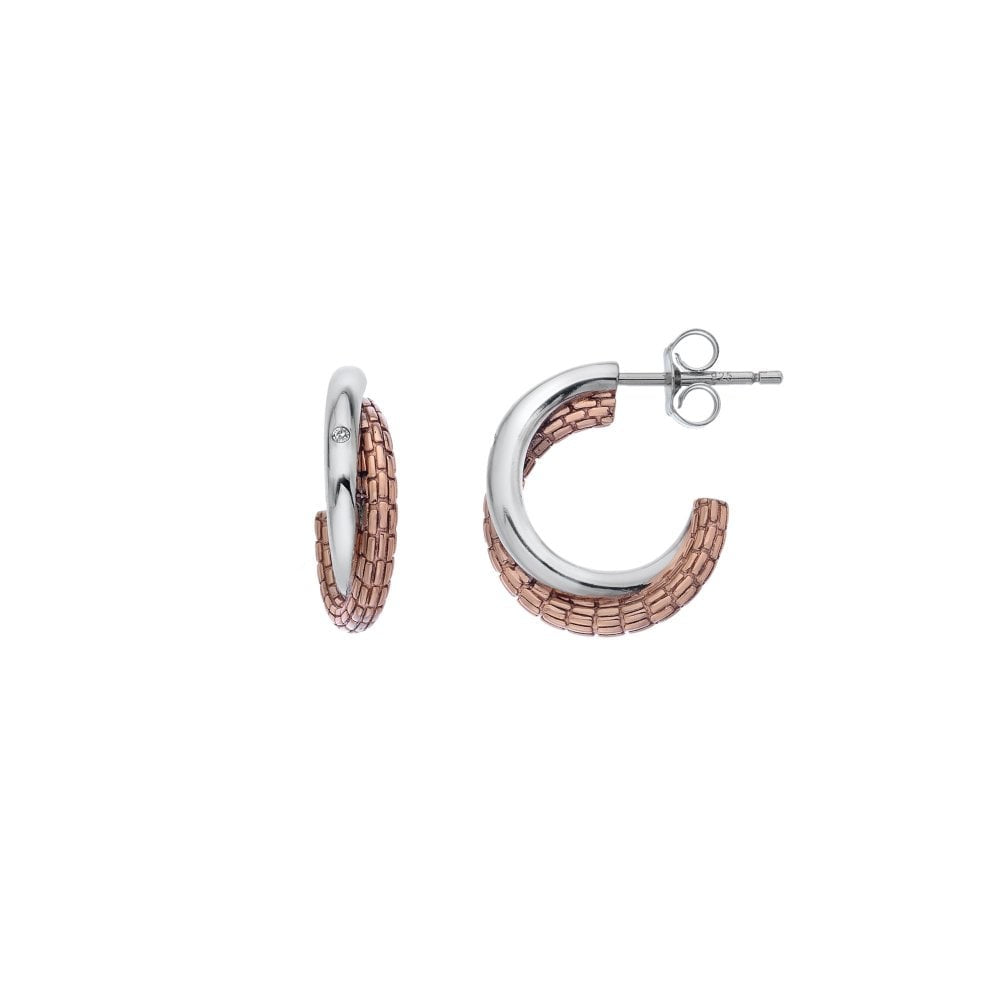 Hot Diamonds Rose Gold Plated Woven Interlocking Earrings DE690