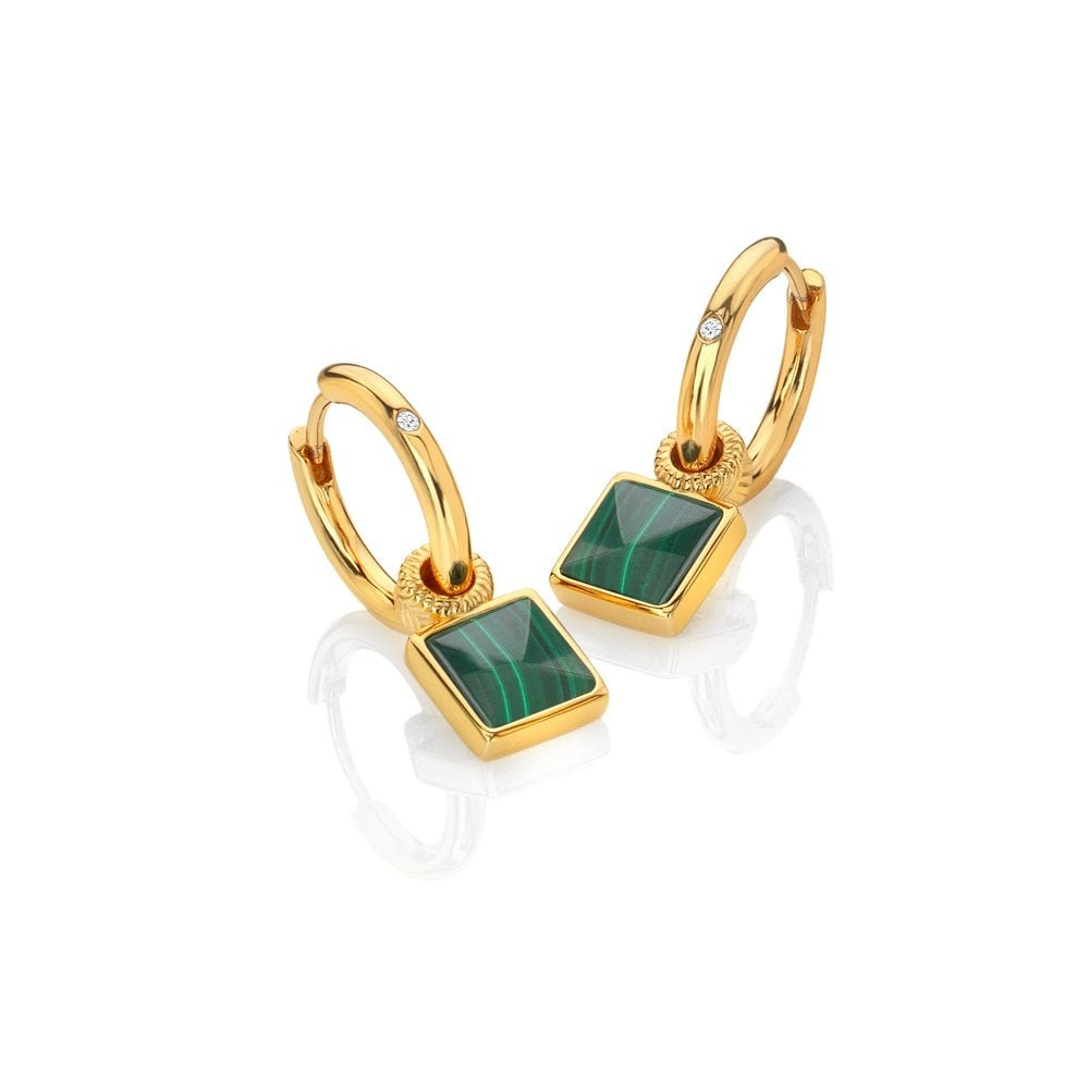 Hot Diamonds Revive Malachite Hoop Earrings DE713
