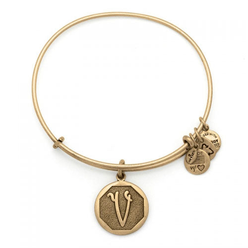ALEX AND ANI Initial 'V' Charm Bangle A13EB14VG