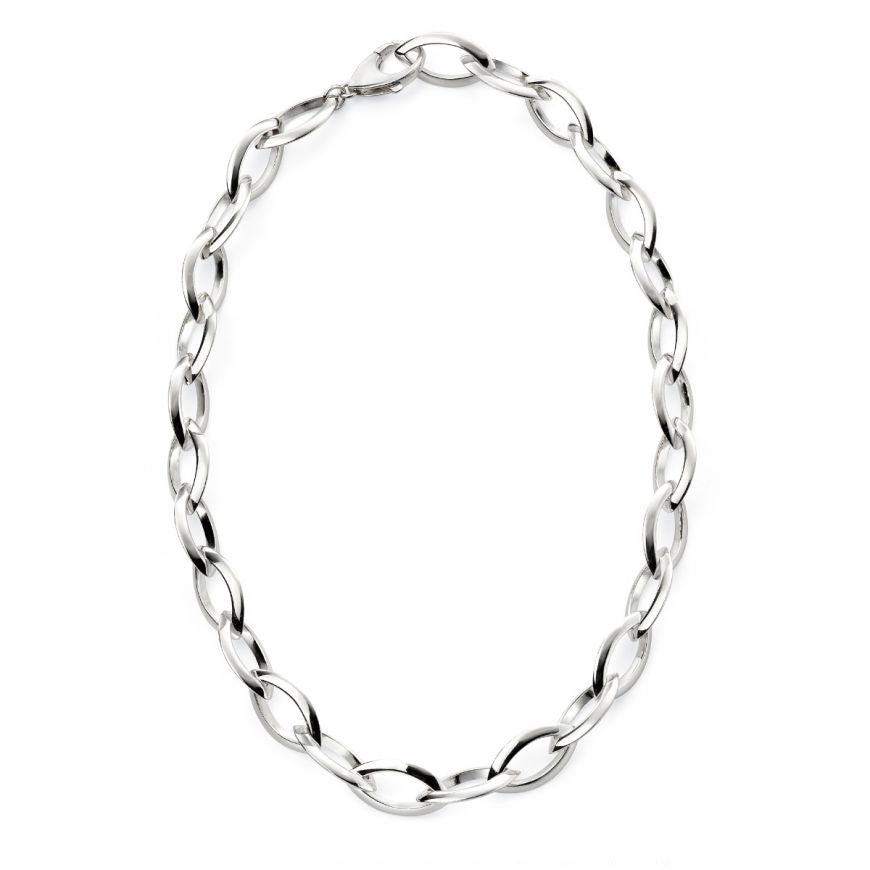Sterling Silver Marquise Heavy Open Chain Necklace N4227