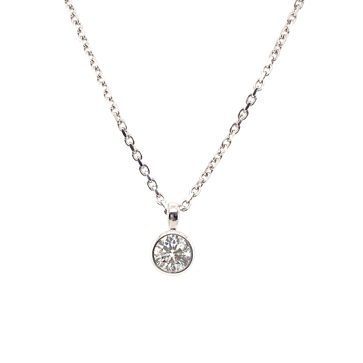 18ct White Gold Solitaire Diamond Pendant 0.60ct