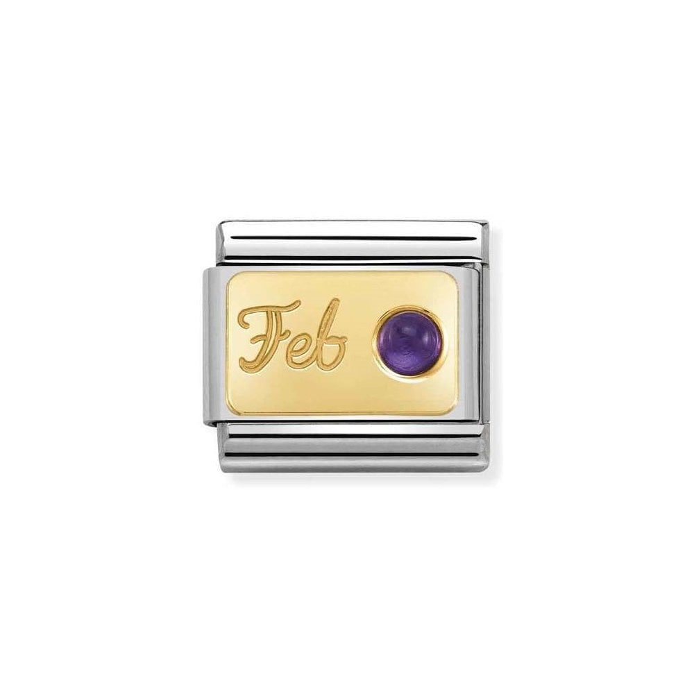 NOMINATION Gold February Amethyst Charm 030519-02