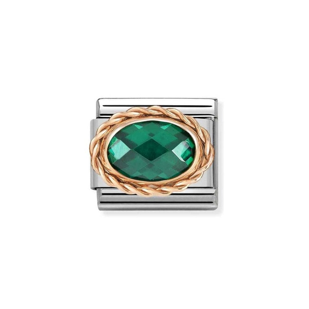 NOMINATION Emerald Green Faceted Stone rose setting 430603-027