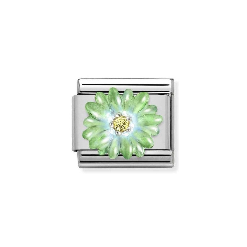 NOMINATION Green Flower yellow cz Charm 330321-07