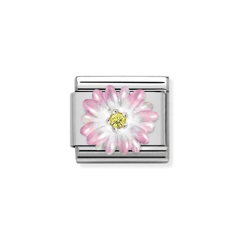 NOMINATION Pink Flower Yellow CZ Charm 330321-05