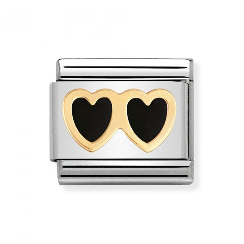 NOMINATION Double Black Heart Charm 030207-04