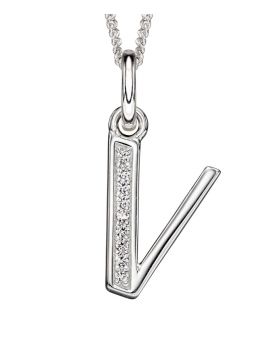 V' Silver Initial Pendant