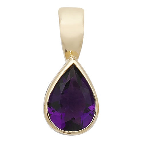 9ct Gold Rubover Pendant - Amethyst