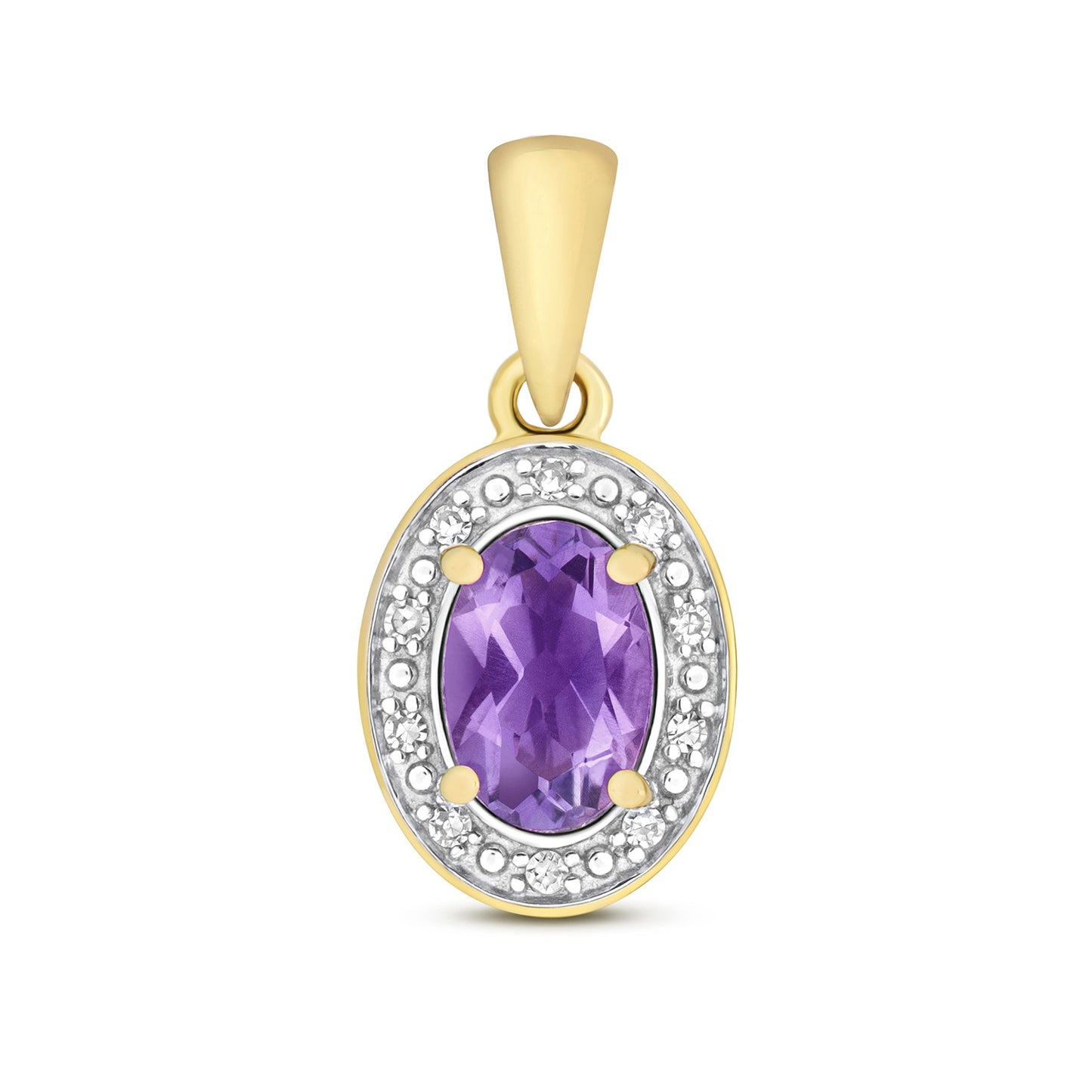 9ct Gold Amethyst & Diamond Pendant - PD247A