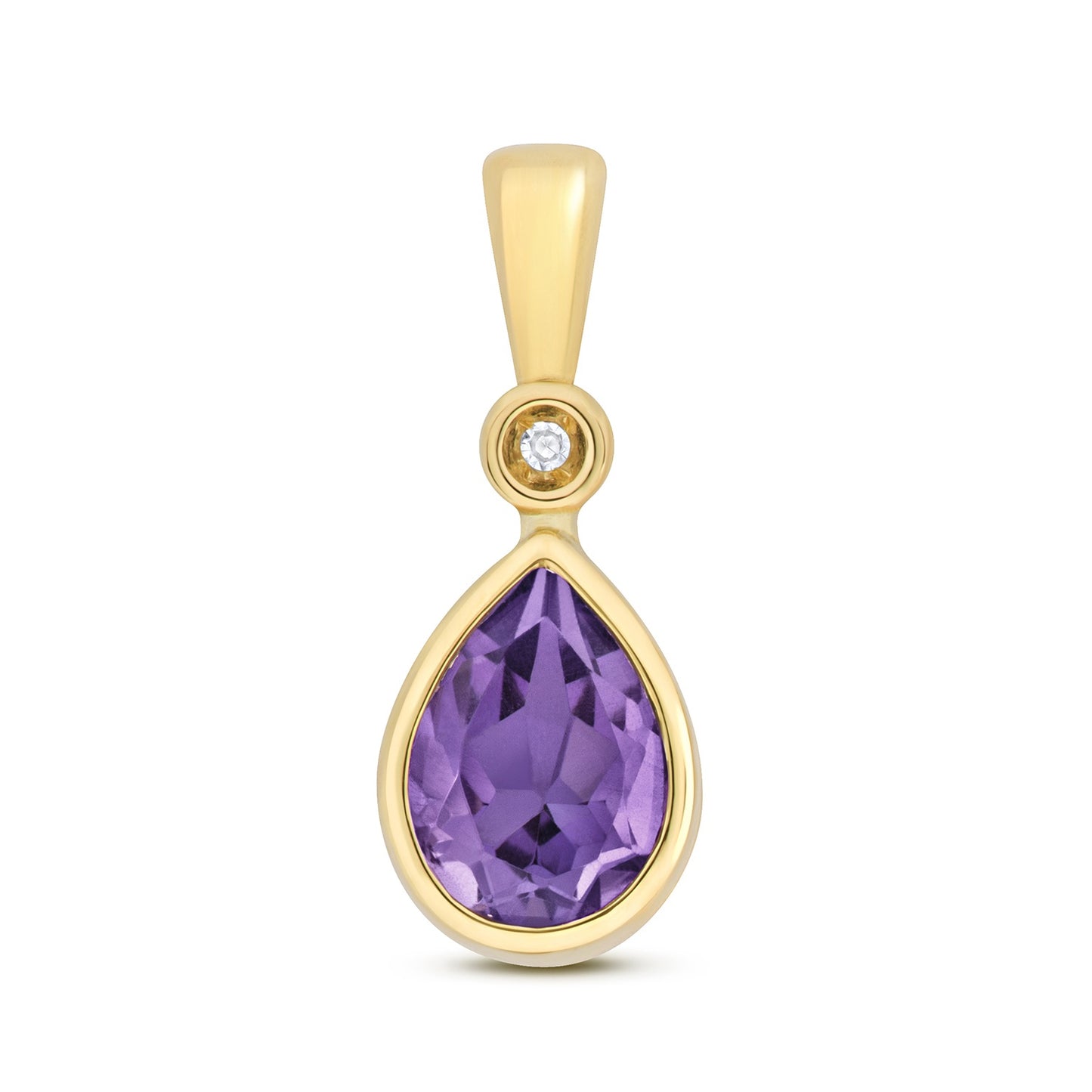 9ct Gold Amethyst & Diamond Pendant - Teardrop