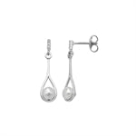 Cubic Zirconia Drop Pearl Earrings - PRL