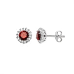 Cubic Zirconia Rose Garnet Earrings