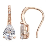 Rose Cubic Zirconia tear drop Earrings