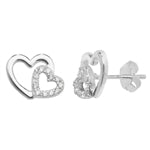 Double Cubic Zirconia Heart Earrings