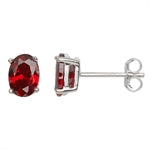 Cubic Zirconia Oval Garnet Earrings