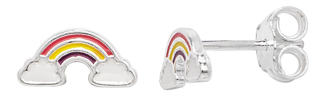 Silver Multi Coloured Enamel Rainbow earrings