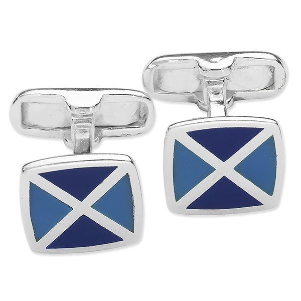 Sterling Silver Blue Enamel Cufflink