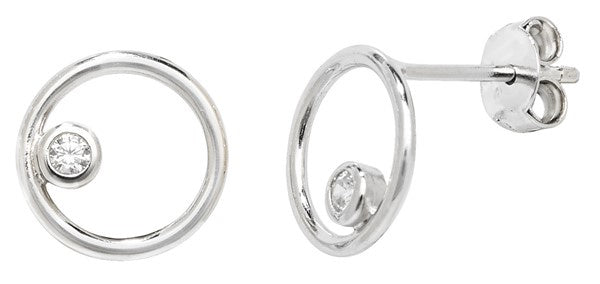 Sterling Silver CZ Circle Earrings