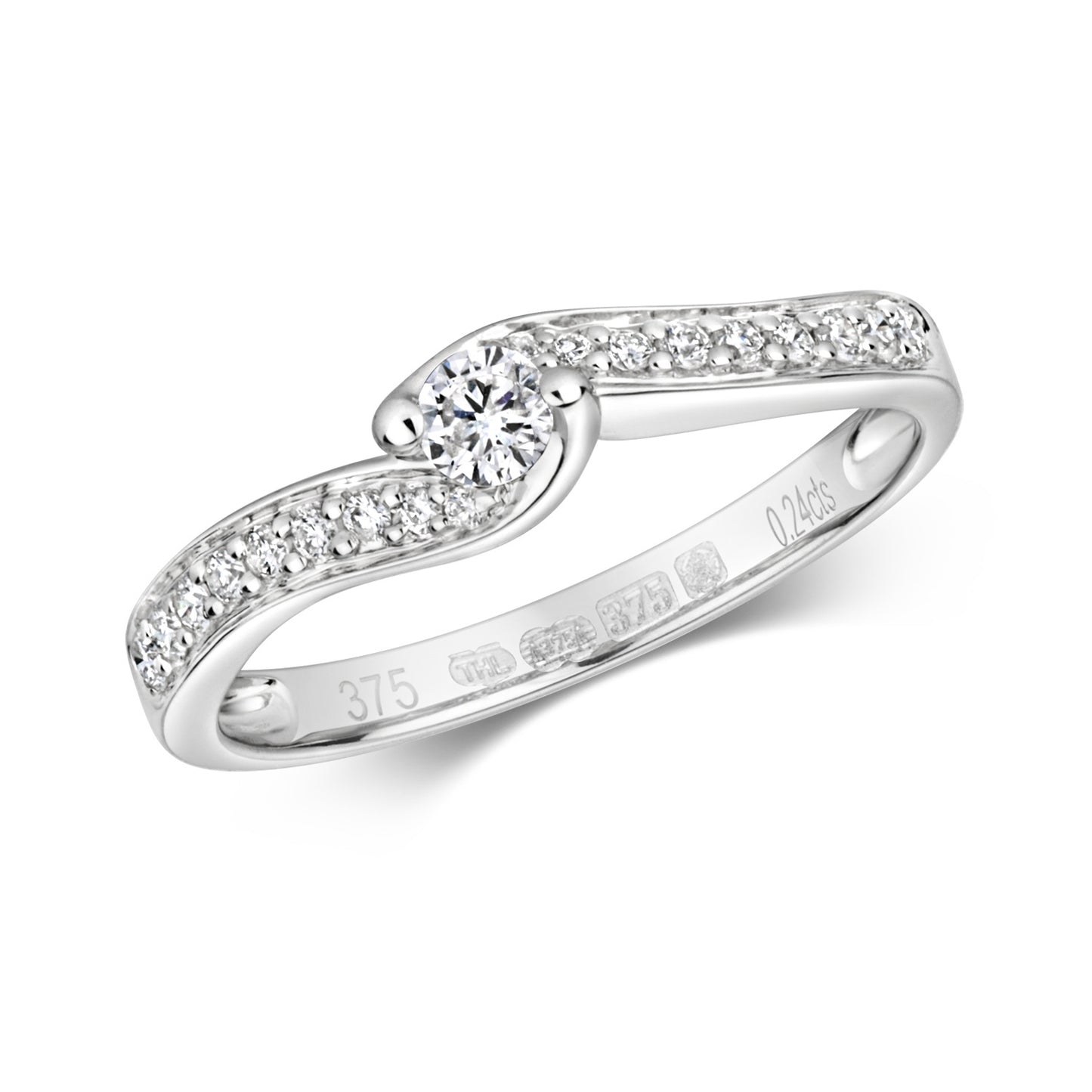 9ct White Gold Twist Diamond Ring - RD133W
