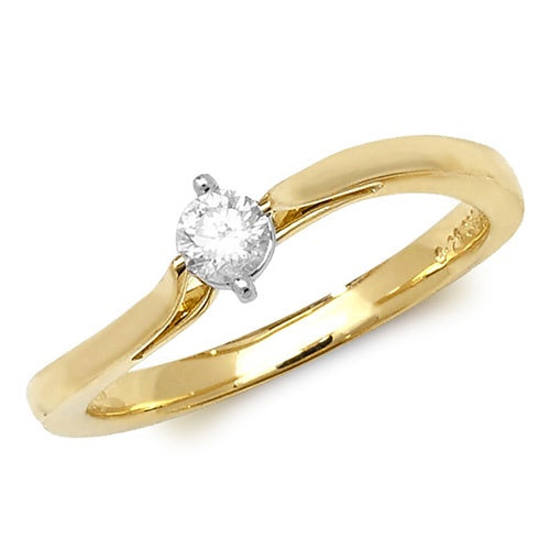 9ct Yellow Gold Twist Solitaire Ring