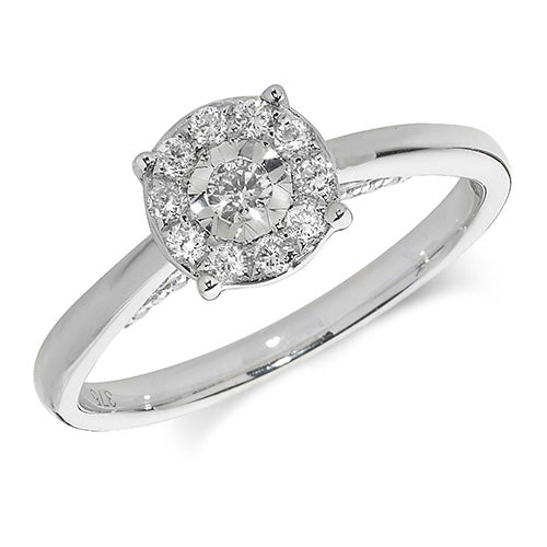 9ct Gold Diamond Ring - Cluster