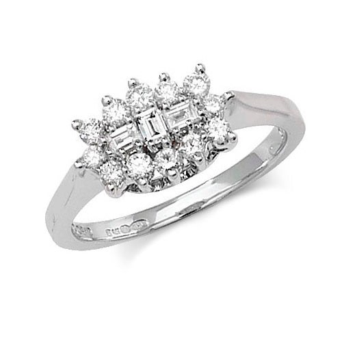 9ct Gold Diamond Boat Cluster Ring