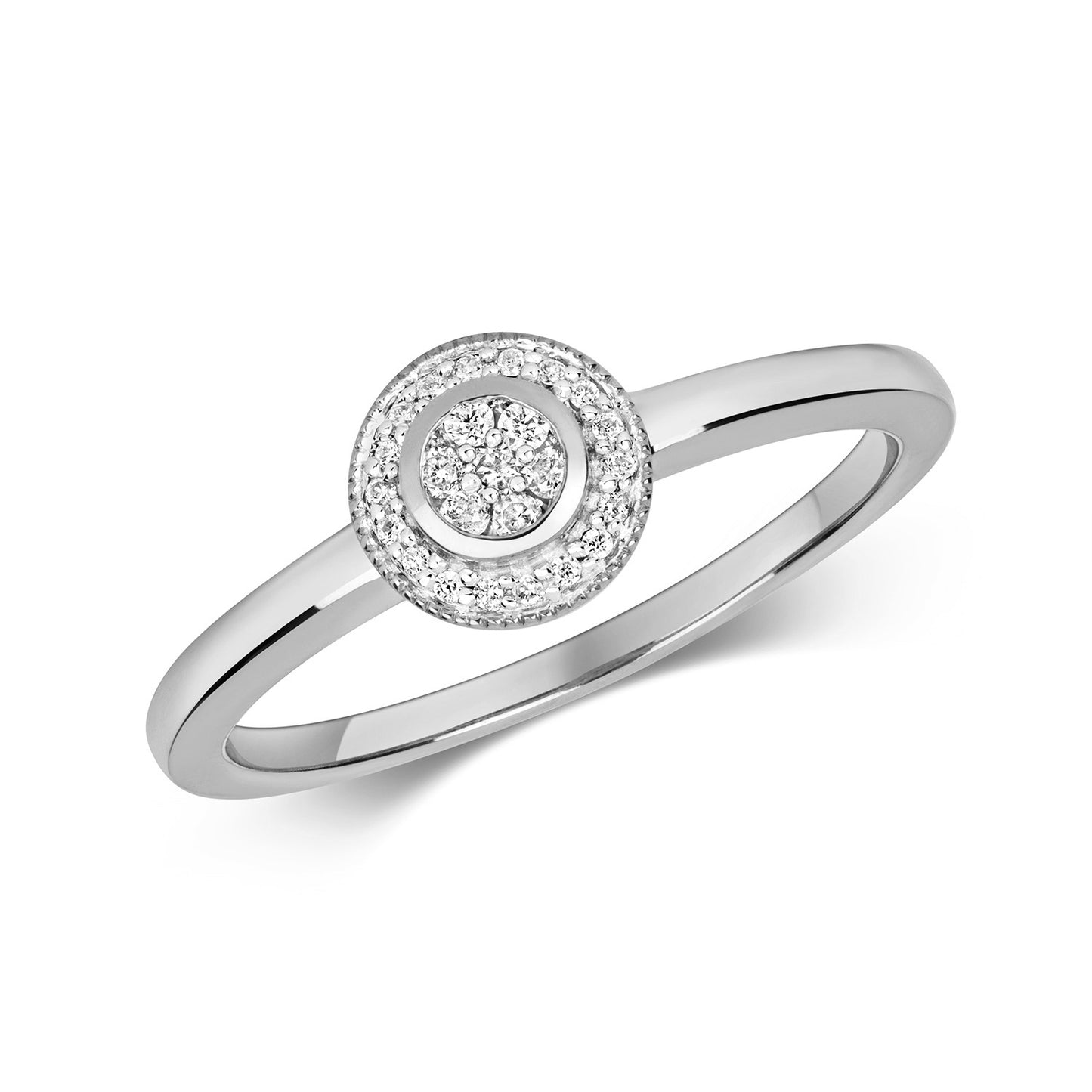 9ct White Gold Diamond Halo Ring - RD527W