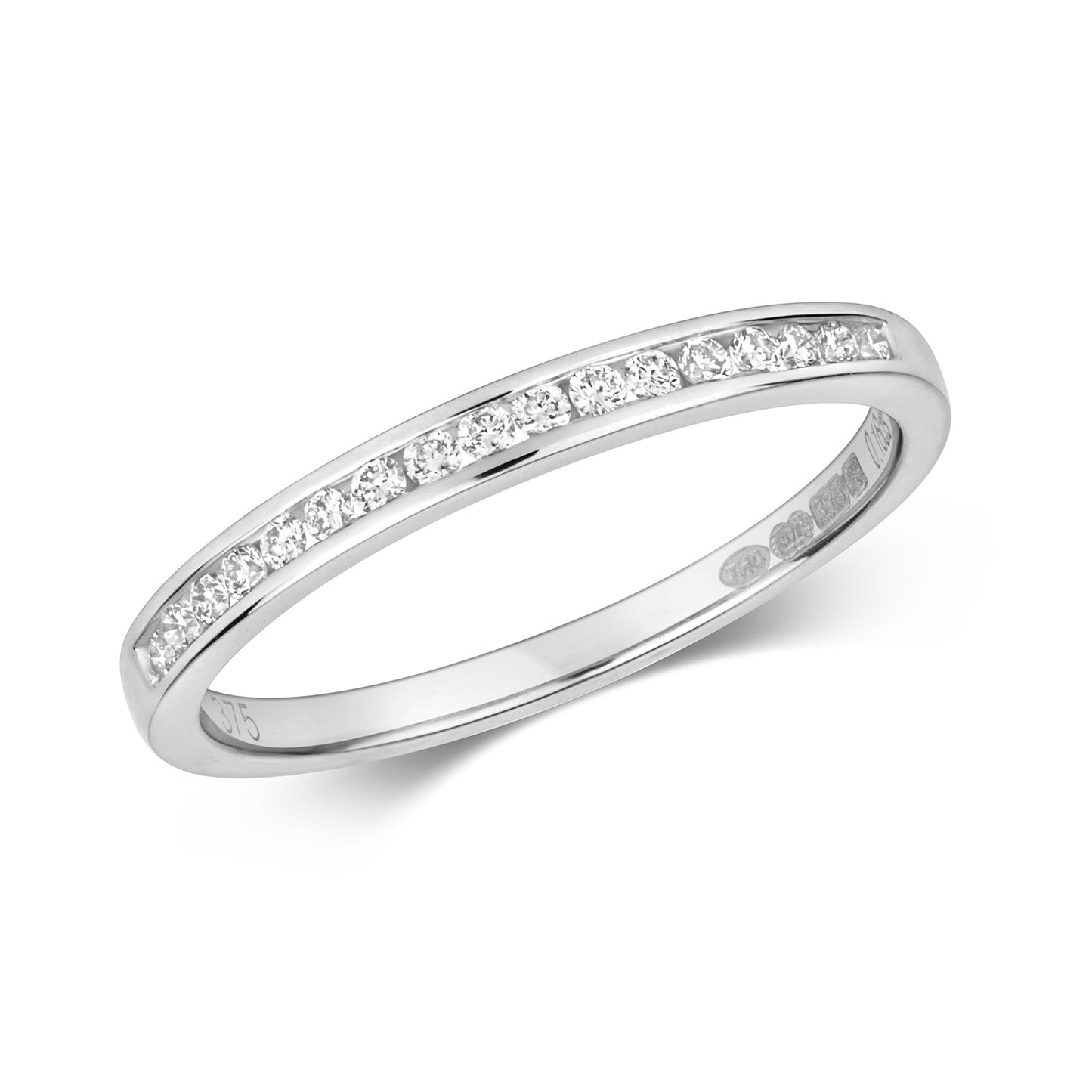 9ct White Gold Half Eternity Ring - Channel Set 0.15ct