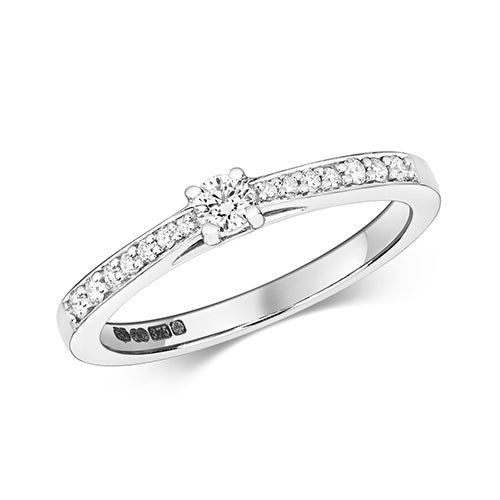 9ct White Gold Solitaire Diamond Ring