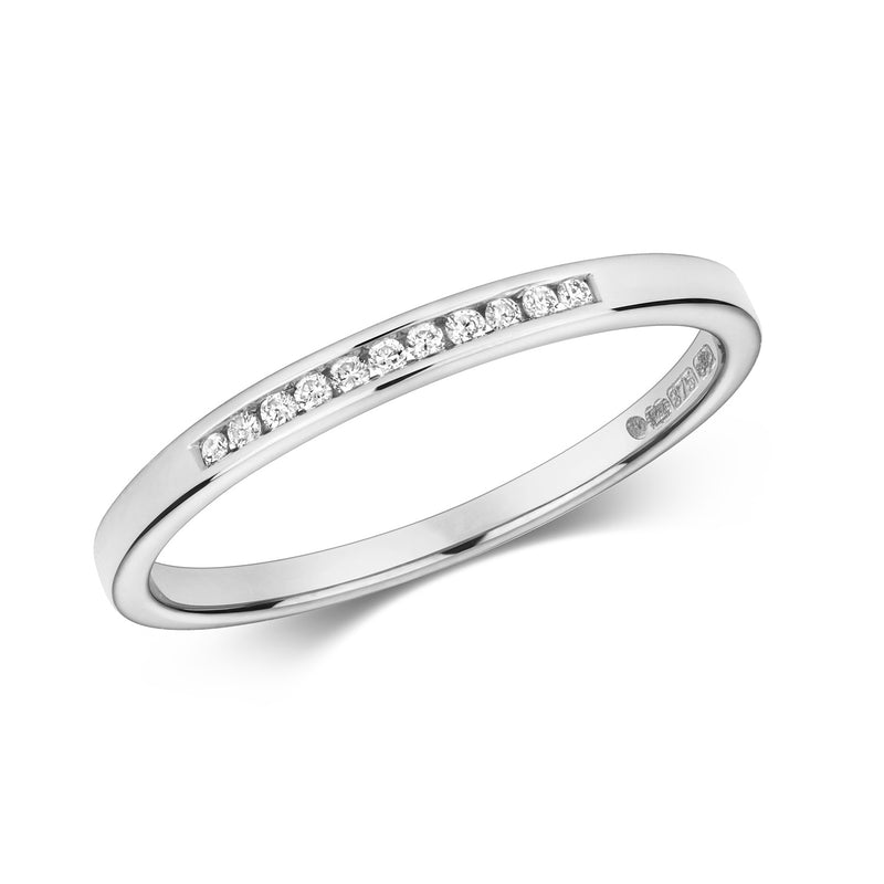 9ct White Gold Channel Set Diamond Eternity Ring 0.05ct
