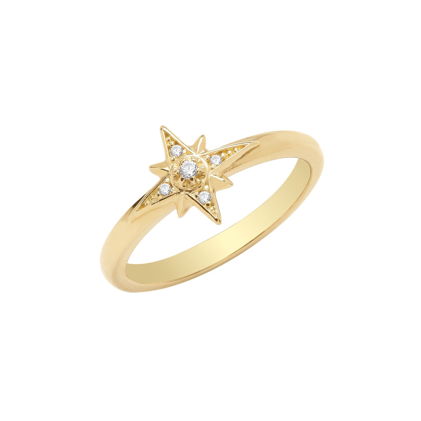 9ct Gold Starburst CZ Ring