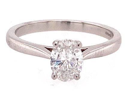 Platinum Diamond Oval Cut Solitaire Diamond Ring RN6370
