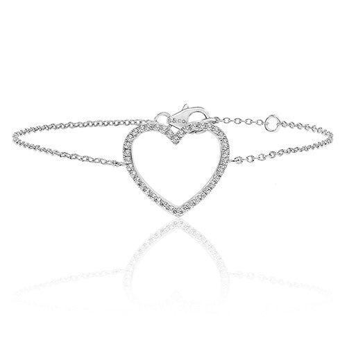 Silver Open Heart CZ Bracelet