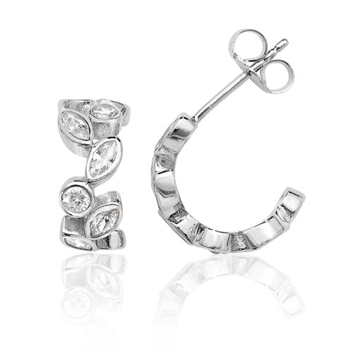 Silver Hoop CZ Earrings
