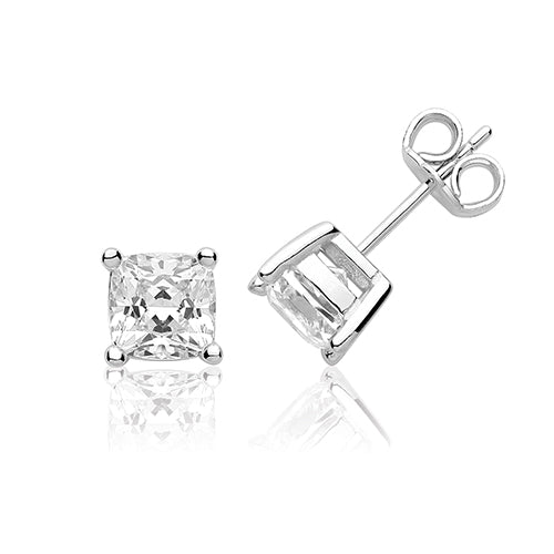 Silver & CZ Cushion Claw Set Earrings